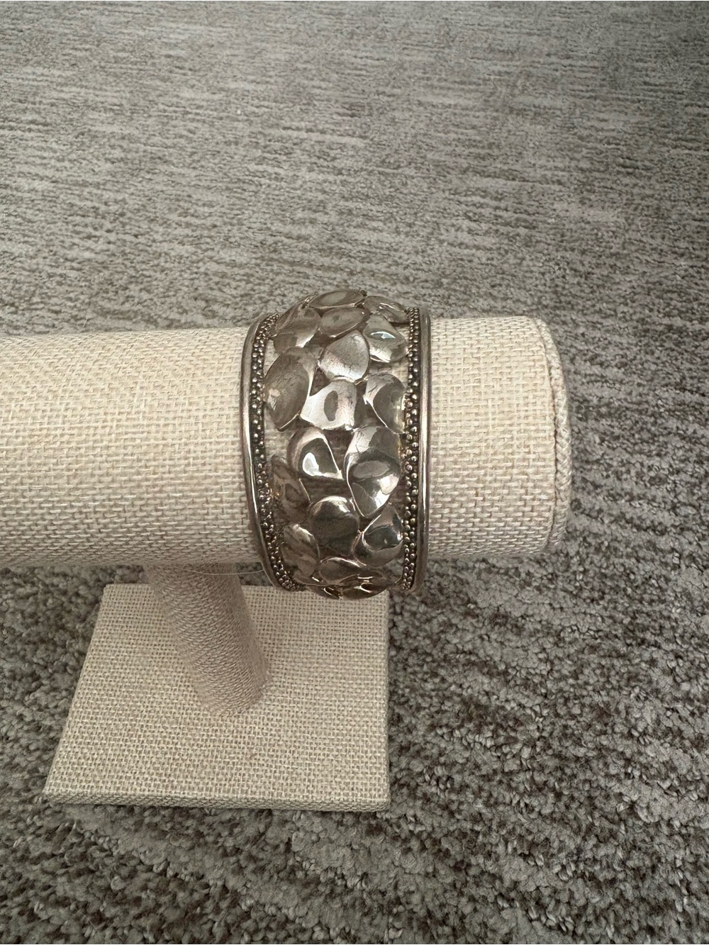 MICHAEL DAWKINS Signed 925 Sterling Silver PETALS Wide Cuff Bracelet